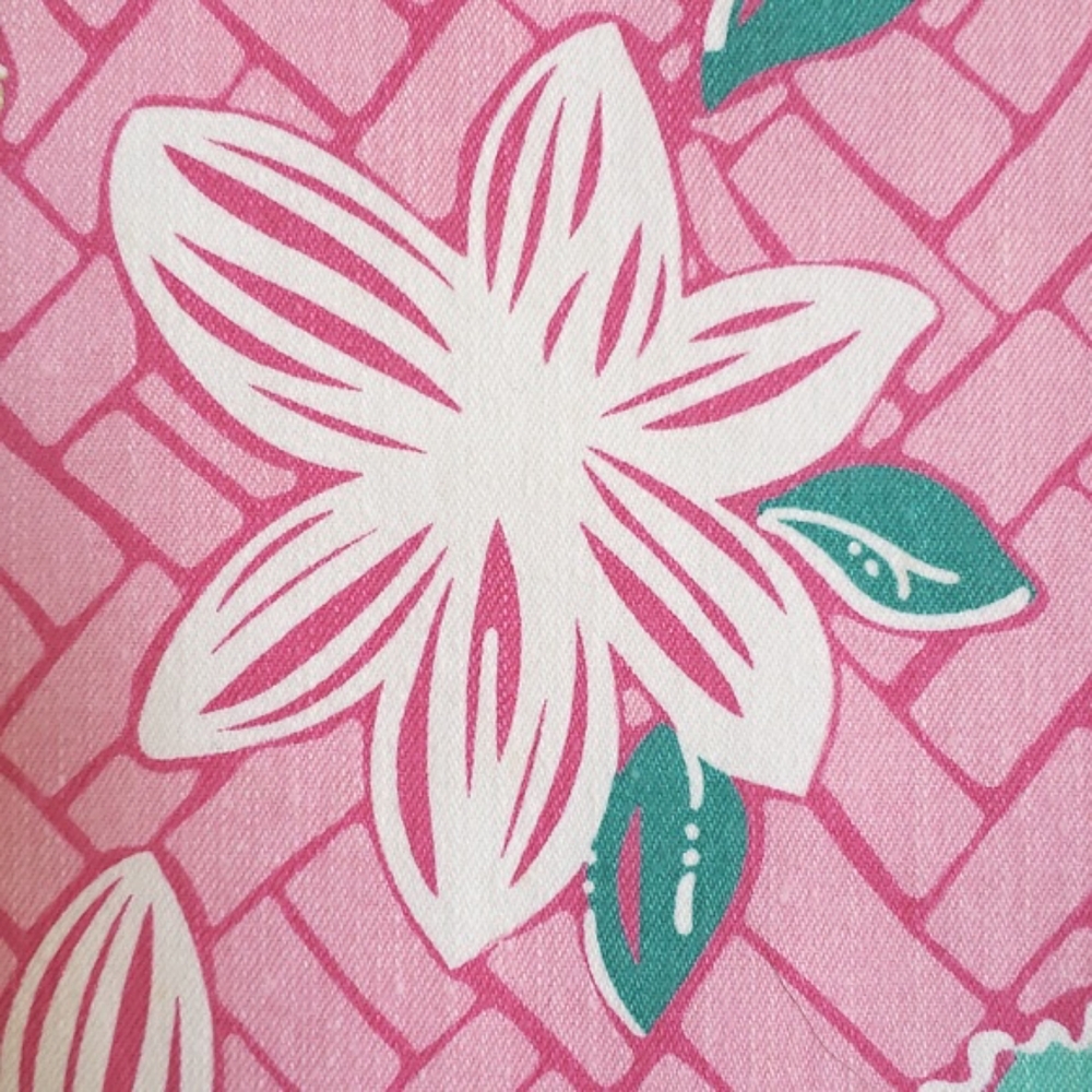 Handmade Pink & Green Tropical Floral Pencil Skirt | Summer Resort Medium - Picture 7 of 10